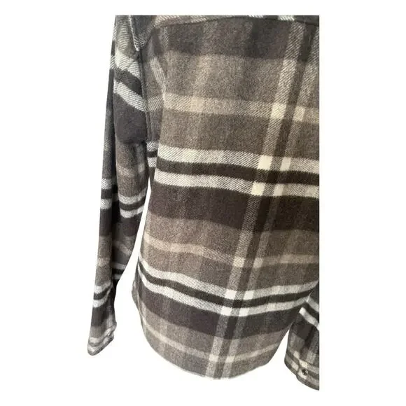 Reiss Cortez Wool Blend Plaid Overshirt Flannel Brown S - Picture 12 of 15